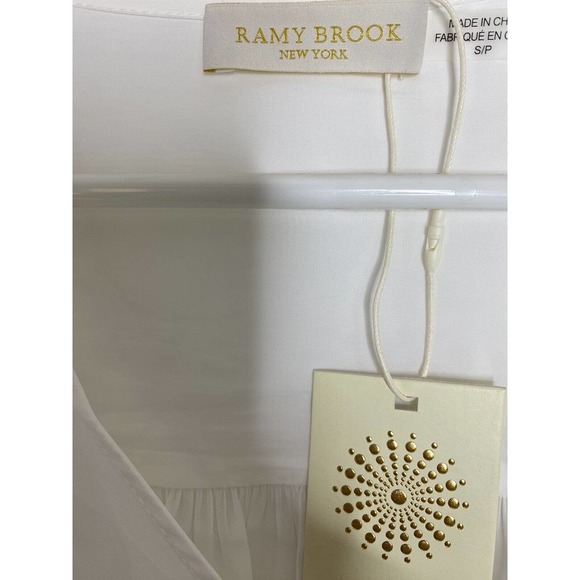 NWT Ramy Brook Womens Finn Blouse Size Small Ladder Lace Trim Long Sleeve V Neck - Picture 13 of 14